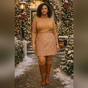 Talbots Silk Blend Paisley Pencil Skirt Plus Size 18W Pink Gold Jacquard